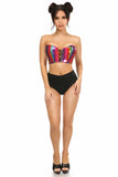 Top bustier con cordones de PVC con purpurina arcoíris Lavish