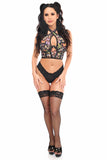 Lavish Multi Butterflies Mesh Underwire Cincher w/Built In Halter Top