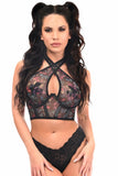 Lavish Neon Butterfly Mesh Underwire Cincher w/Built In Halter Top