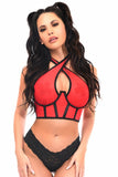 Lavish Red Mesh Underwire Cincher w/Built In Halter Top