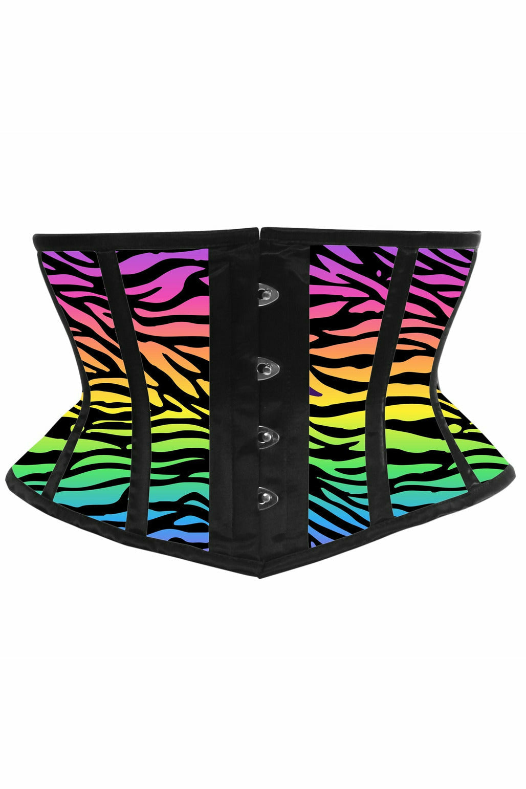 Lavish Rainbow Animal Print Satin Mini Cincher Corset