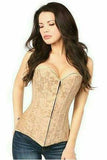 Lavish Dark Beige Lace Overbust Corset w/Zipper - Daisy Corsets