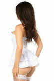 Lavish White Satin Corset w/Removable Snap on Skirt - Daisy Corsets