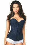 Lavish Navy Blue Lace Overbust Corset w/Zipper - Daisy Corsets