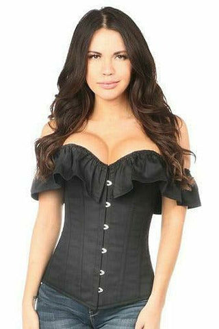 Lavish Black Cotton Off-The-Shoulder Corset - Daisy Corsets