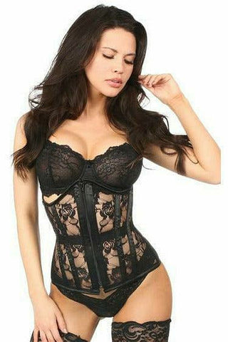 Lavish Black Sheer Lace Under Bust Corset - Daisy Corsets