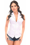 Lavish White Collared Front Zipper Corset