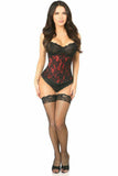 Lavish Red Underbust Corset w/Black Lace Overlay - Daisy Corsets