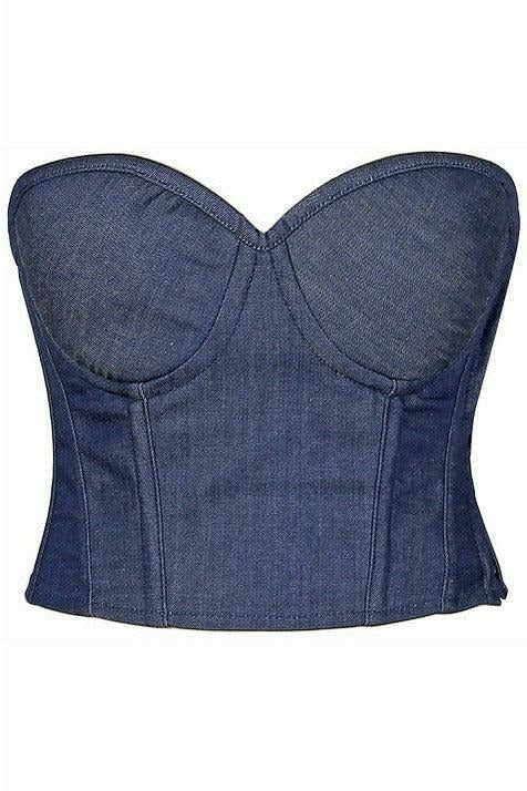 Lavish Blue Denim Underwire Bustier - Daisy Corsets