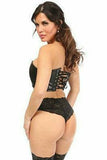 Lavish Black Faux Leather Short Bustier Top - Daisy Corsets