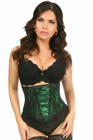 Lavish Green Lace-Up Underbust Corset w/Black Lace - Daisy Corsets