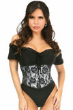 Lavish White w/Black Lace Overlay Mini Cincher - Daisy Corsets