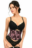 Lavish Pink w/Black Lace Overlay Mini Cincher - Daisy Corsets