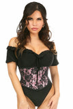 Lavish Pink w/Black Lace Overlay Mini Cincher - Daisy Corsets