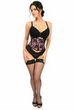 Lavish Pink w/Black Lace Overlay Mini Cincher - Daisy Corsets