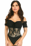 Lavish Tan w/Black Lace Overlay Mini Cincher - Daisy Corsets