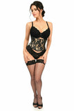 Lavish Tan w/Black Lace Overlay Mini Cincher - Daisy Corsets