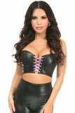 Lavish Black/Lavender Faux Leather Lace-Up Short Bustier Top - Daisy Corsets