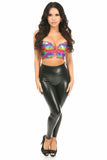 Lavish Rainbow PVC Glitter Lace-Up Short Bustier Top - Daisy Corsets