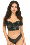 Lavish Black Faux Leather Underwire Short Bustier - Daisy Corsets