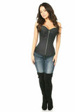 Top Drawer Black Cotton Steel Boned Corset w/Zipper - Daisy Corsets