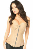 Top Drawer Tan Cotton Steel Boned Corset w/Zipper