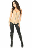 Top Drawer Tan Cotton Steel Boned Corset w/Zipper