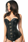 Top Drawer Black Brocade & Faux Leather Steel Boned Corset - Daisy Corsets