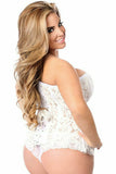 Top Drawer White Lace Steel Boned Corset w/Rhinestones