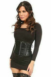 Top Drawer Black Faux Leather Steel Boned Mini Cincher - Daisy Corsets