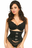 Top Drawer Black Satin Steel Boned Mini Cincher w/Clasps - Daisy Corsets