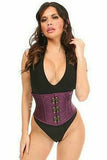 Top Drawer Plum Brocade Steel Boned Mini Cincher w/Clasps - Daisy Corsets