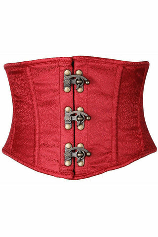 Top Drawer Wine Brocade Steel Boned Mini Cincher w/Clasps