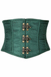 Top Drawer Dark Green Brocade Steel Boned Mini Cincher w/Clasps - Daisy Corsets