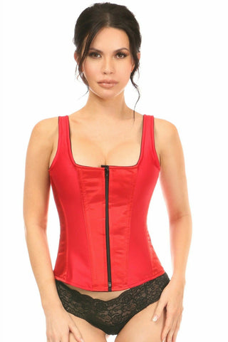 Top Drawer Red Satin Steel Boned Corset w/Straps