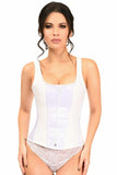 Top Drawer White Satin Steel Boned Corset w/Straps