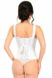 Top Drawer White Satin Steel Boned Corset w/Straps