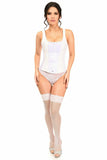 Top Drawer White Satin Steel Boned Corset w/Straps