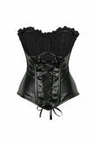 Top Drawer Black Faux Leather Lace-Up Steel Boned Corset - Daisy Corsets