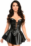 Top Drawer Black Faux Leather Steel Boned Corset Dress