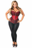 Top Drawer Wine Brocade Steel Boned Corset w/Black Eyelash Lace