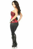 Top Drawer Wine Brocade Steel Boned Corset w/Black Eyelash Lace