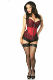 Top Drawer Wine Brocade Steel Boned Corset w/Black Eyelash Lace