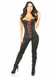 Top Drawer Brown Brocade & Faux Leather Steel Boned Corset - Daisy Corsets