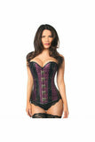 Top Drawer Plum Brocade & Faux Leather Steel Boned Corset - Daisy Corsets