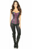 Top Drawer Plum Brocade & Faux Leather Steel Boned Corset - Daisy Corsets