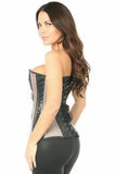 Top Drawer Gunmetal Brocade & Faux Leather Steel Boned Corset - Daisy Corsets