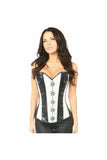 Top Drawer White Brocade & Faux Leather Steel Boned Corset