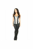 Top Drawer White Brocade & Faux Leather Steel Boned Corset