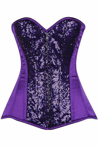 Top Drawer Purple Sequin Steel Boned Corset